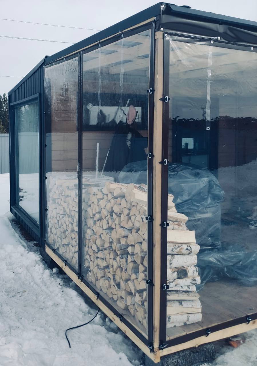 Установка мягких окон в предбаннике