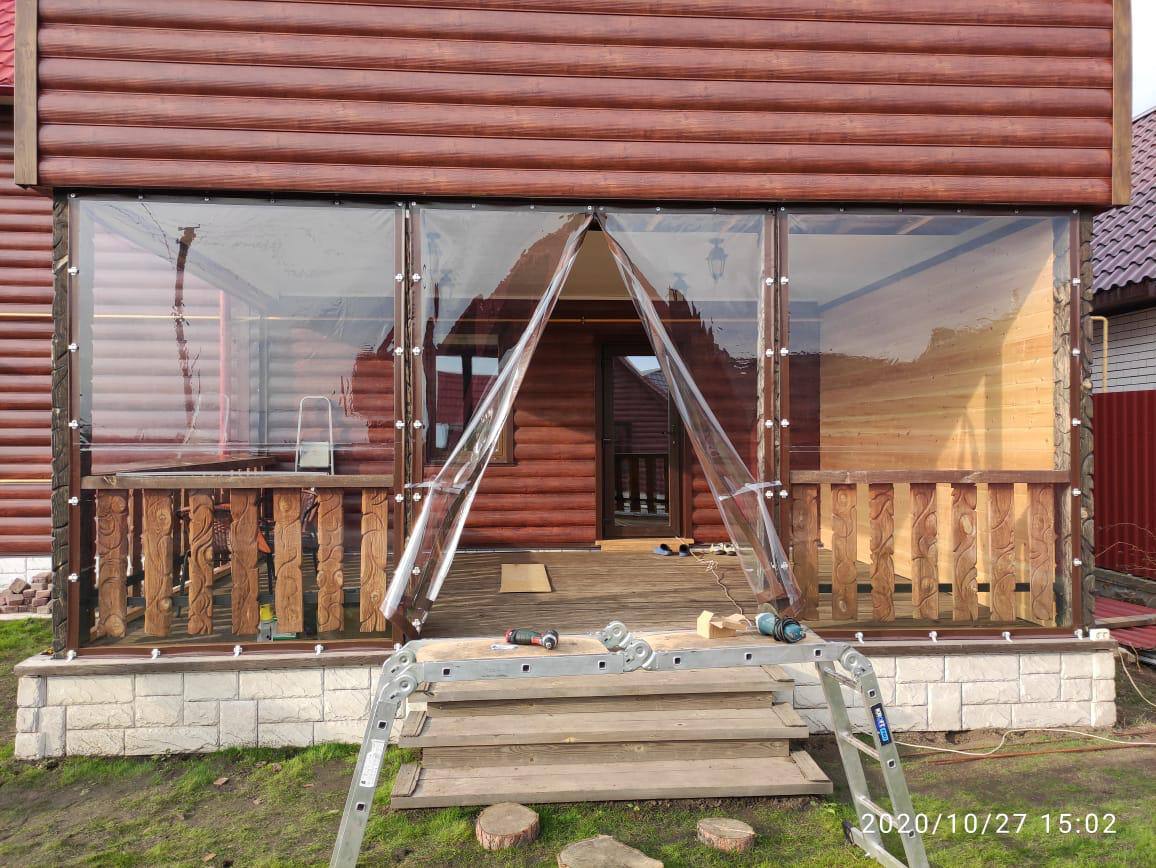 Остекление веранды мягкими окнами ПВХ